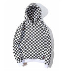 Men's Autumn Black and White Checkered Hoodie | Streetwear