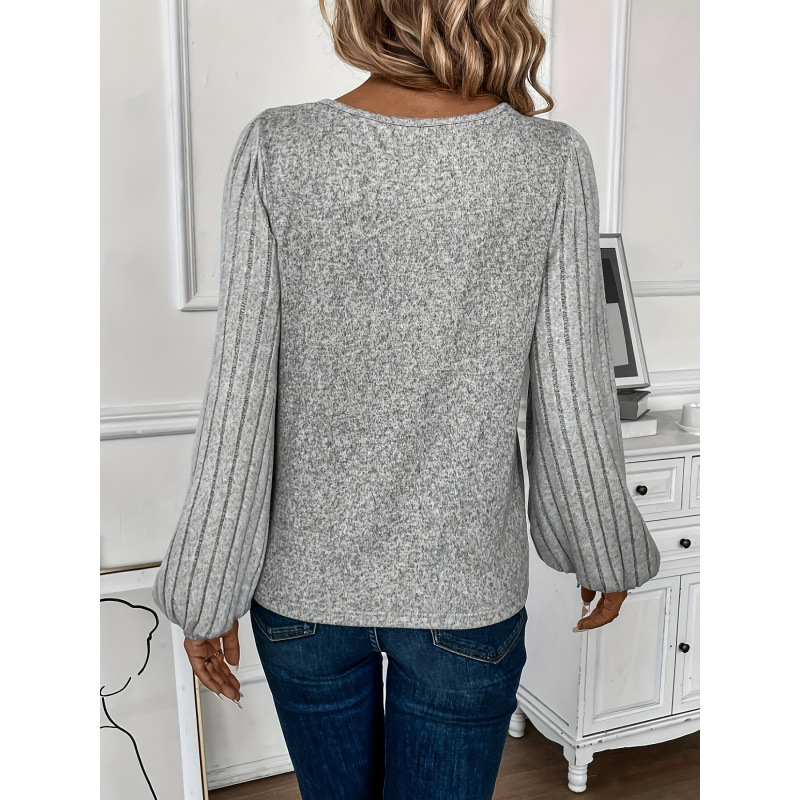 Women's V-Neck Patchwork Knit Pullover | Streetwear