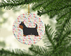 Australian Silky Terrier Merry Christmas Ceramic Ornament