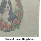 English Springer Spaniel Christmas Flowers Glass Cutting Board