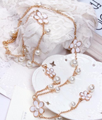 Five Petal Flower Pearl Sweater Chain