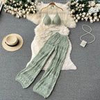 High-Waisted Wide-Leg Pants and Crop Top Set
