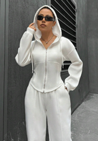 Women's Y2K Casual Two-Piece Set with Hooded Jacket