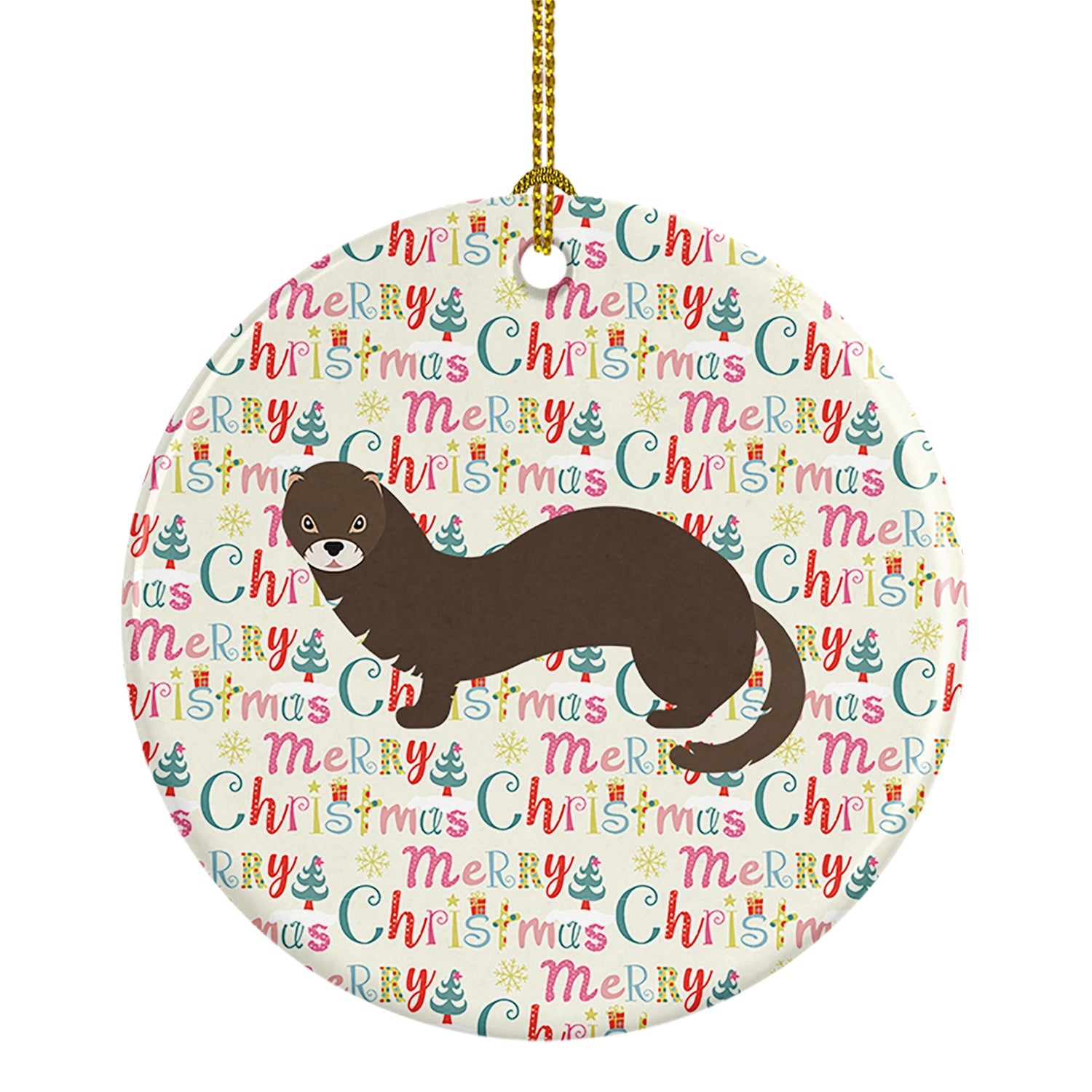 Russian or European Mink Christmas Ceramic Ornament