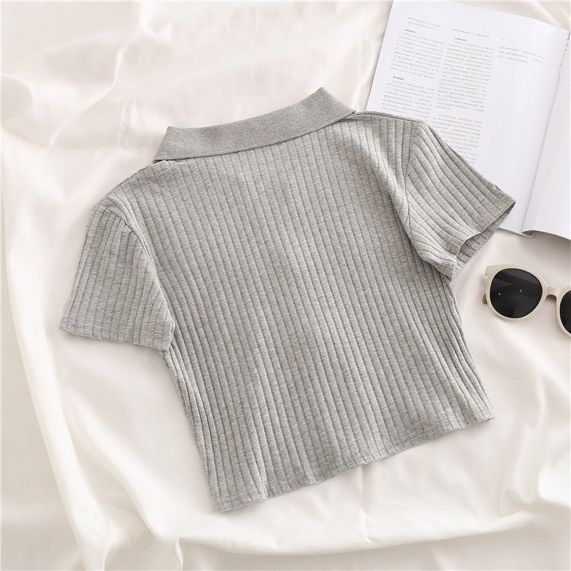 Striped Women's Zipper Crop Top - Vintage Harajuku Style