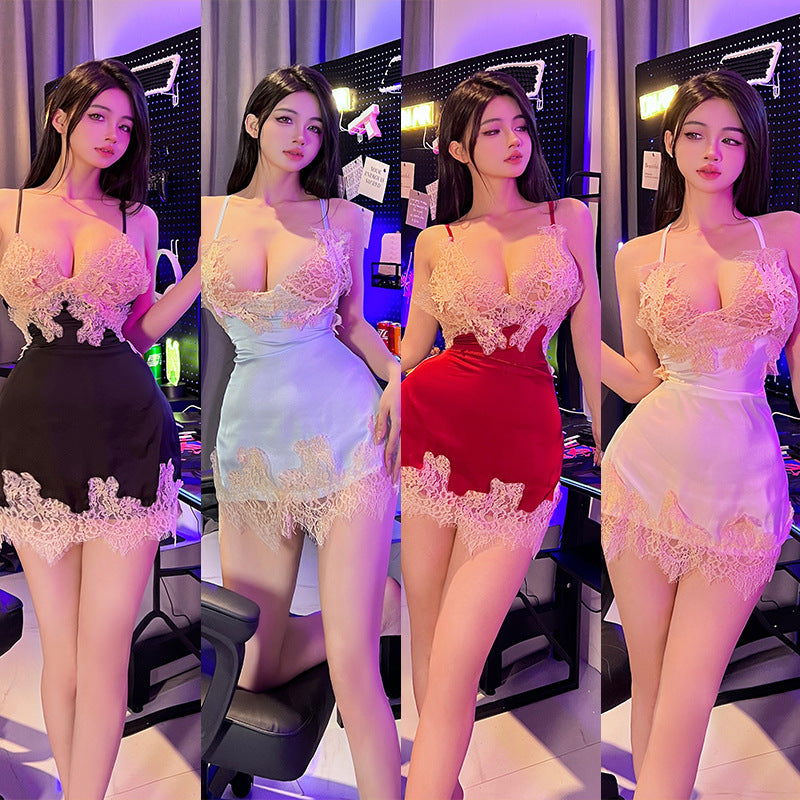 Lace Backless Sleepwear Bodysuit for Home Use