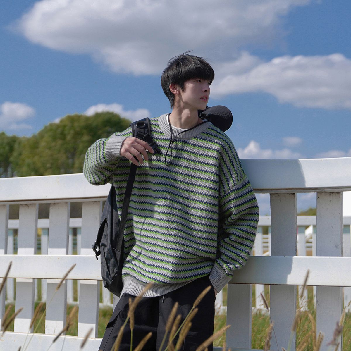Retro Striped Knit Sweater for Men and Women