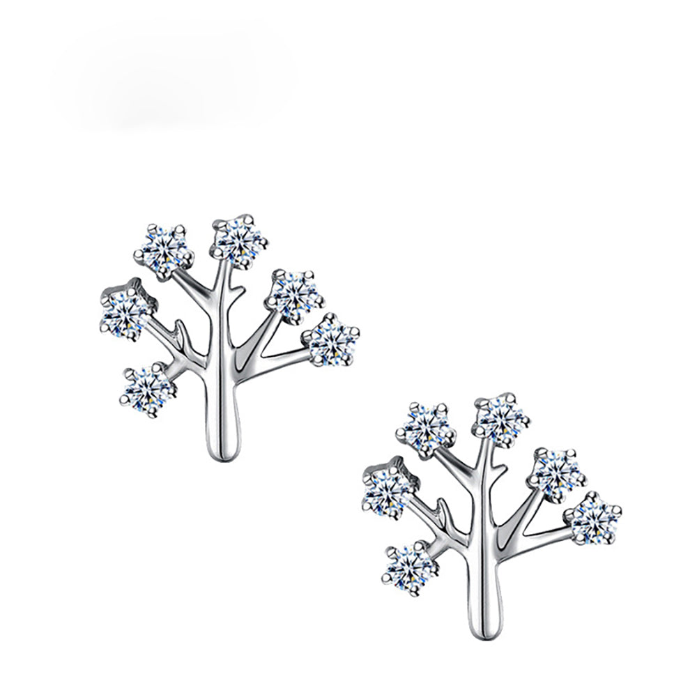 Silver Christmas Tree Earrings