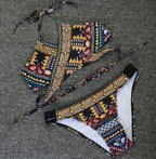 Cross-Back Tribal Print Sexy Bikini Swimsuit