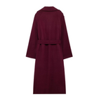 Fashion Lapel Woolen Coat with Belt