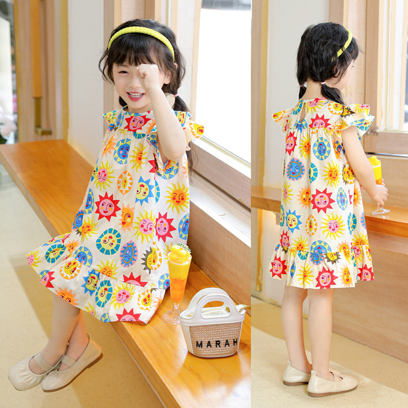 Spring Sweet Cotton A-Line Dress for Girls
