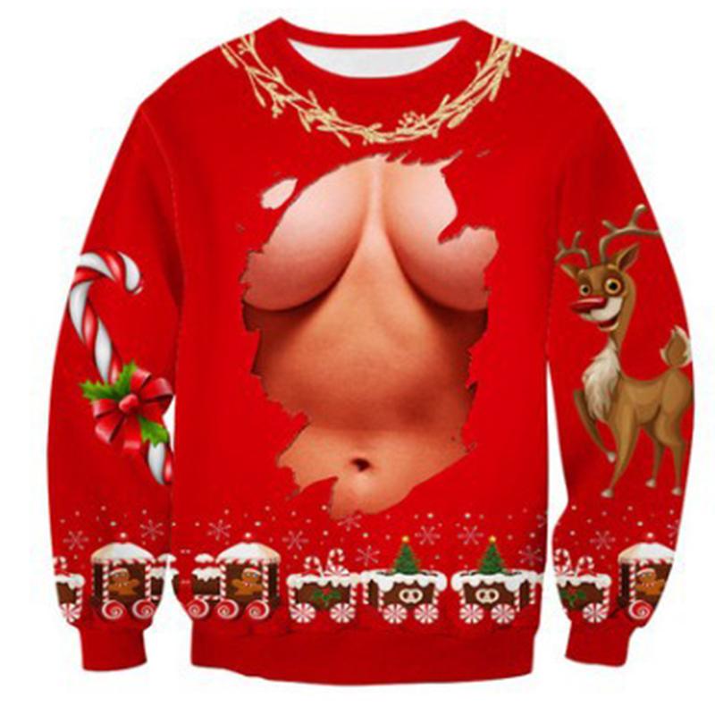 Funny 3D Printed Christmas Sweater for Men Long Sleeve