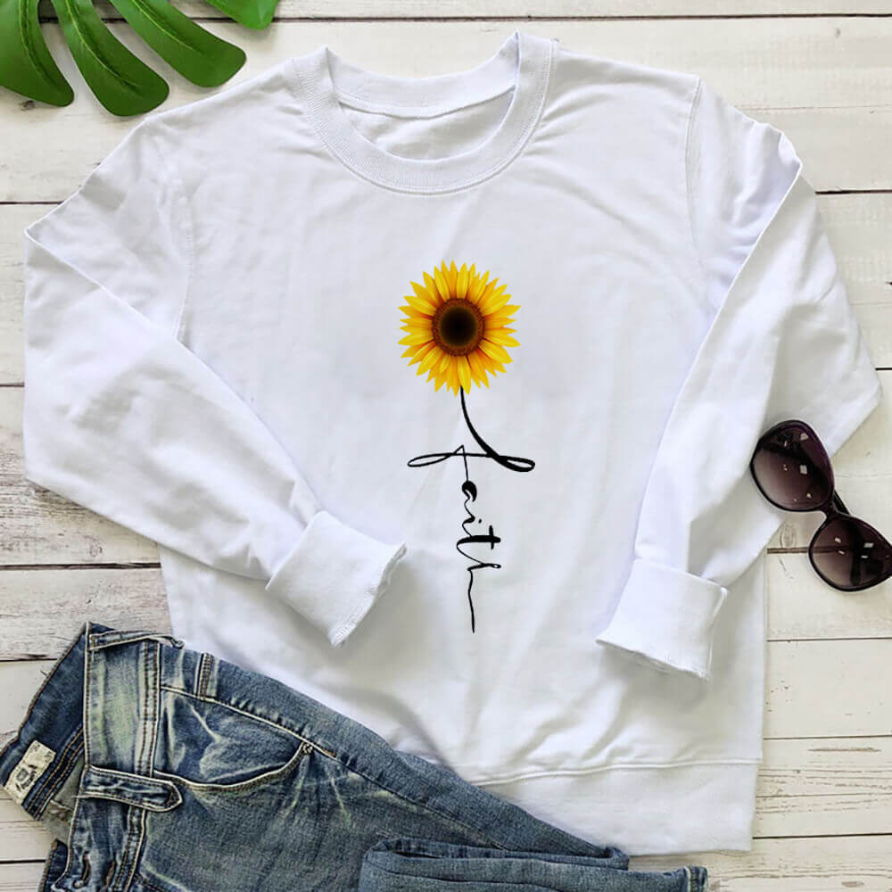 Fashionable Faith Sunflower Sweatshirt for Women | Streetwear