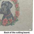 Giant Schnauzer Christmas Flowers Glass Cutting Board