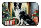 Border Collie Cozy Christmas Dish Drying Mat
