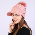 Warm Big Ball Knitted Wool Hat | Embroidered Cap