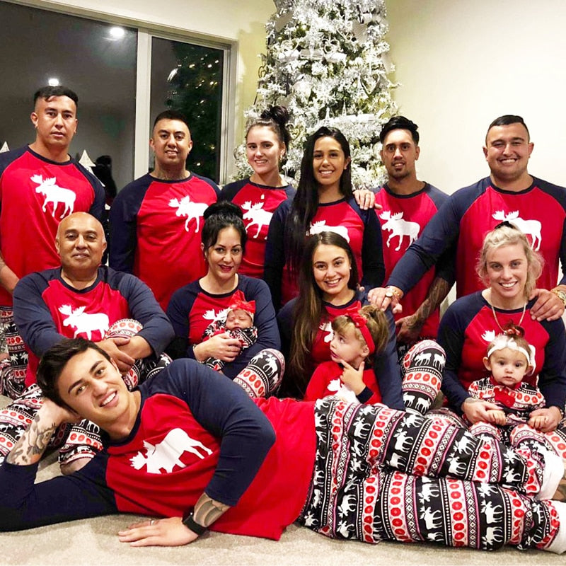 2020 Family Christmas Pajamas with Reindeer Print