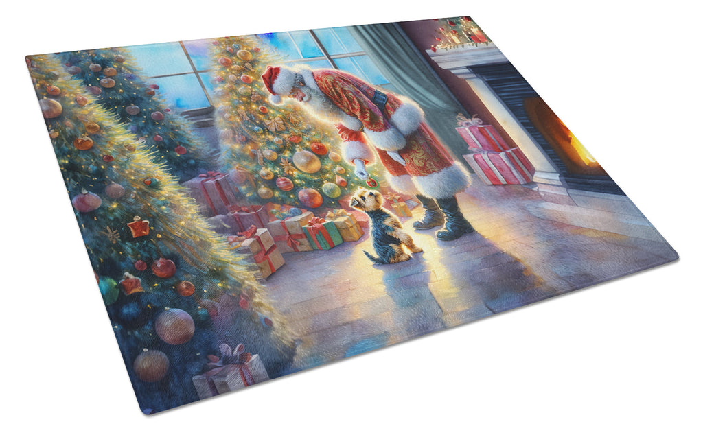Australian Terrier and Santa Claus Glass Cutting Board
