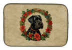 Giant Schnauzer Christmas Flowers Dish Drying Mat