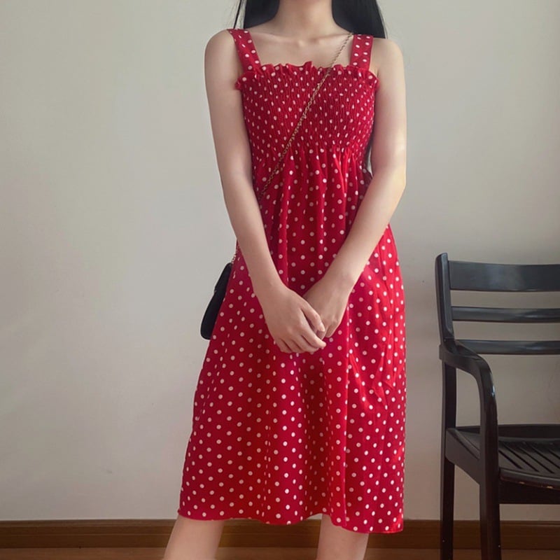 Mid-Length Summer Polka Dot Dress