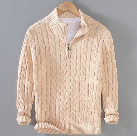 Men's Thickened Loose Half Turtleneck Zipper Sweater