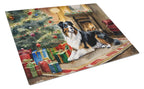 Australian Shepherd Cozy Christmas Glass Cutting Board