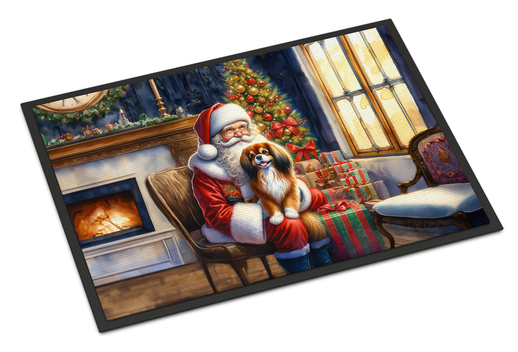 Tibetan Spaniel and Santa Claus Doormat