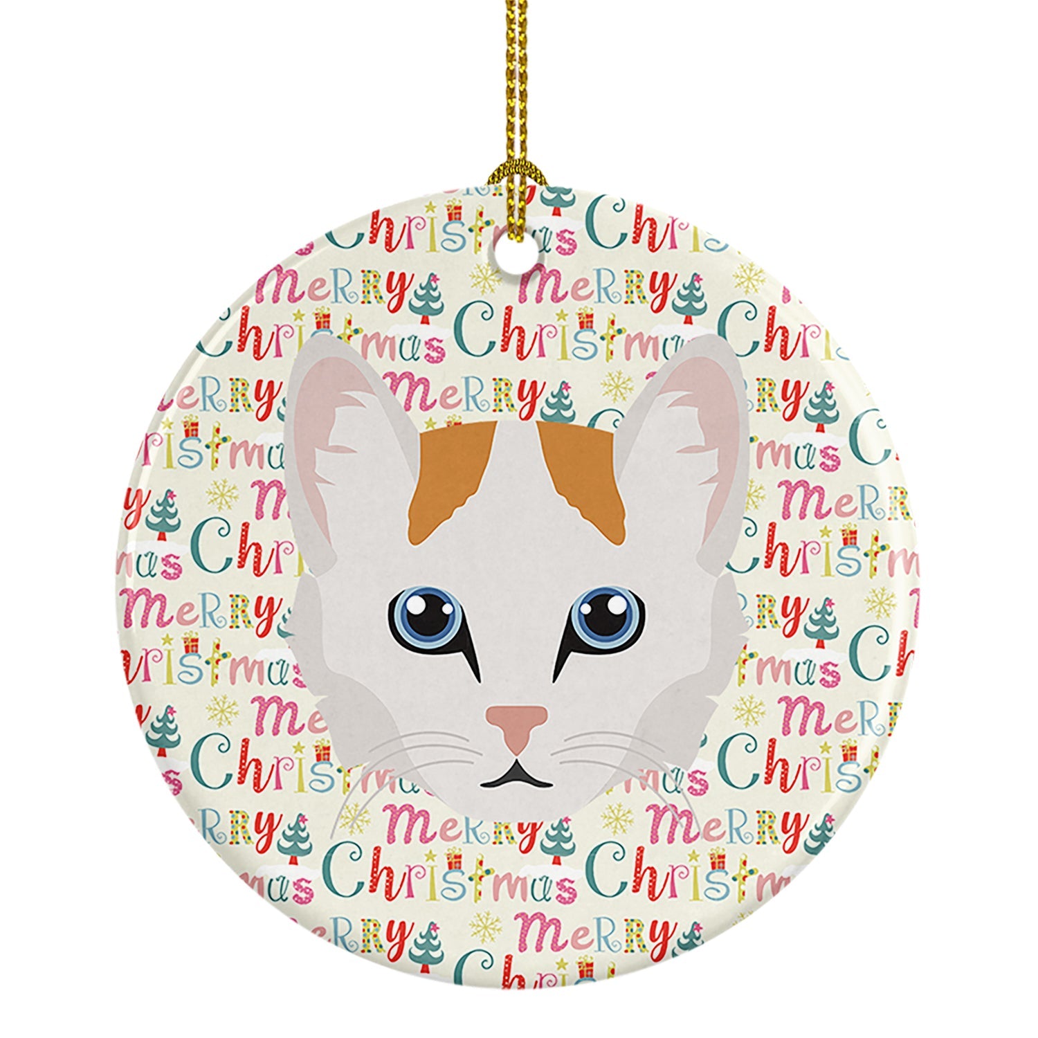 Turkish Van Cat Christmas Ceramic Ornament
