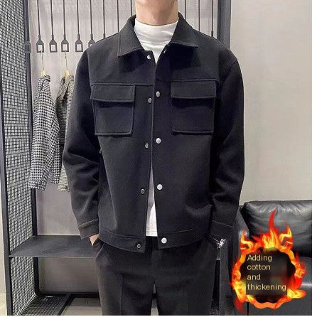 Men's Korean Style Casual Wool Jacket for Fall/Winter 2024