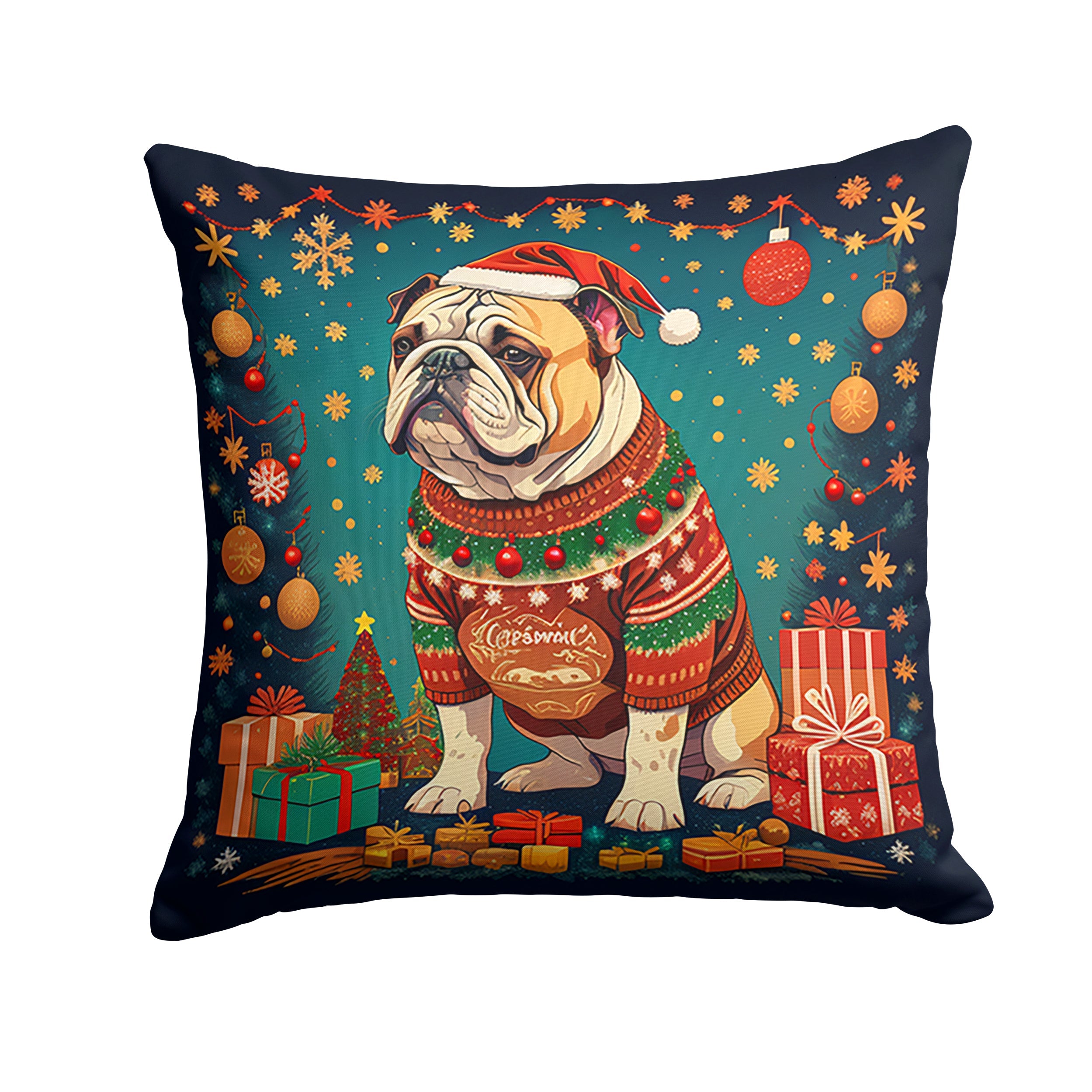 English Bulldog Christmas Throw Pillow