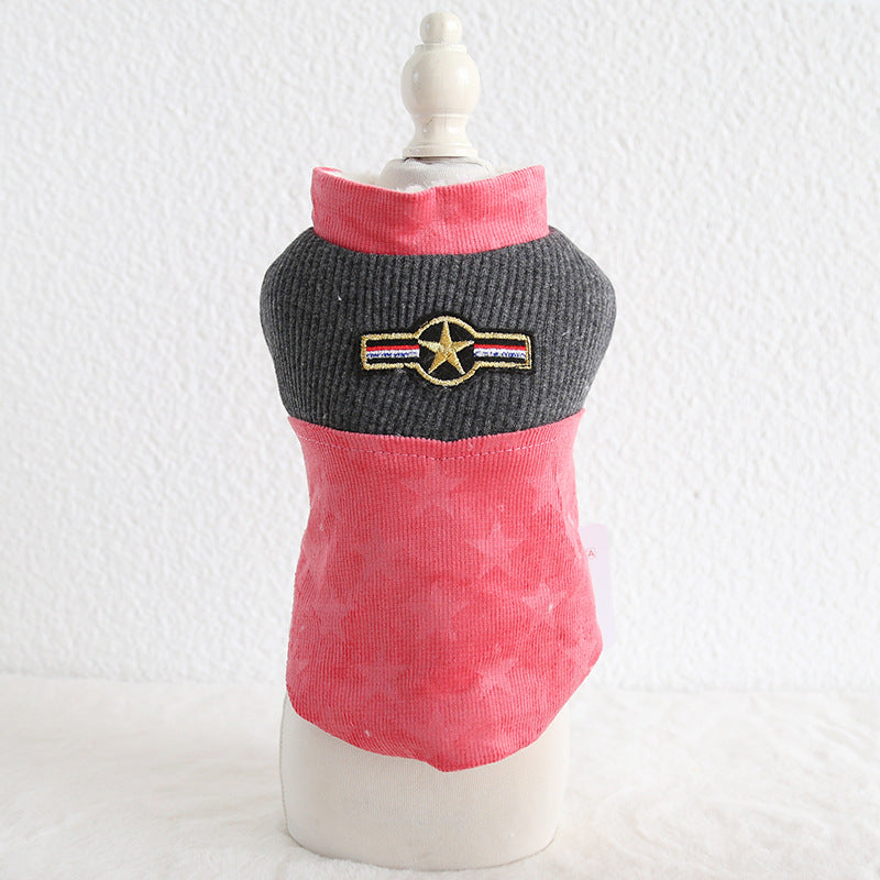 Corduroy Patchwork Star Vest for Dogs and Pets