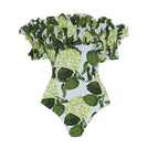 2024 Women's Ruffled Bikini Set with Hydrangea Design