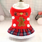 Red Plaid Dog Clothes for New Year and Christmas