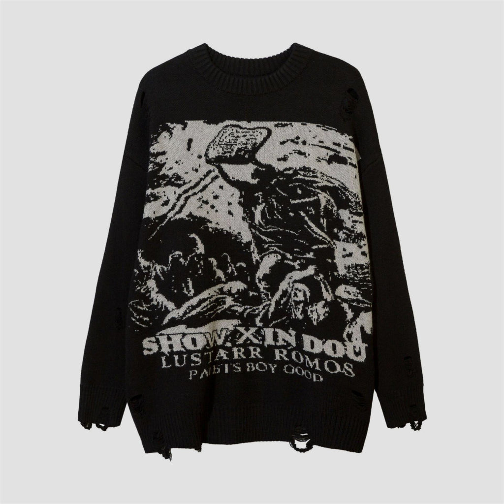Couple Ripped Nylon Sweater with Fun Design