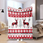 Christmas Snowman Deer Print Flannel Throw Blanket