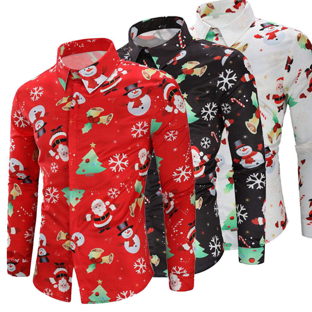 Christmas Men's Loose Fit Printed Long Sleeve Shirt