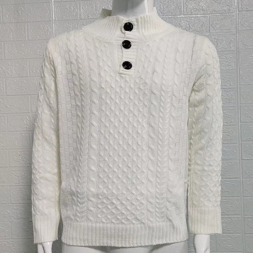 Men's Solid Half High Neck Slim Long Sleeve Sweater
