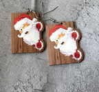 New Cartoon Wooden Christmas Earrings with Santa and Tree