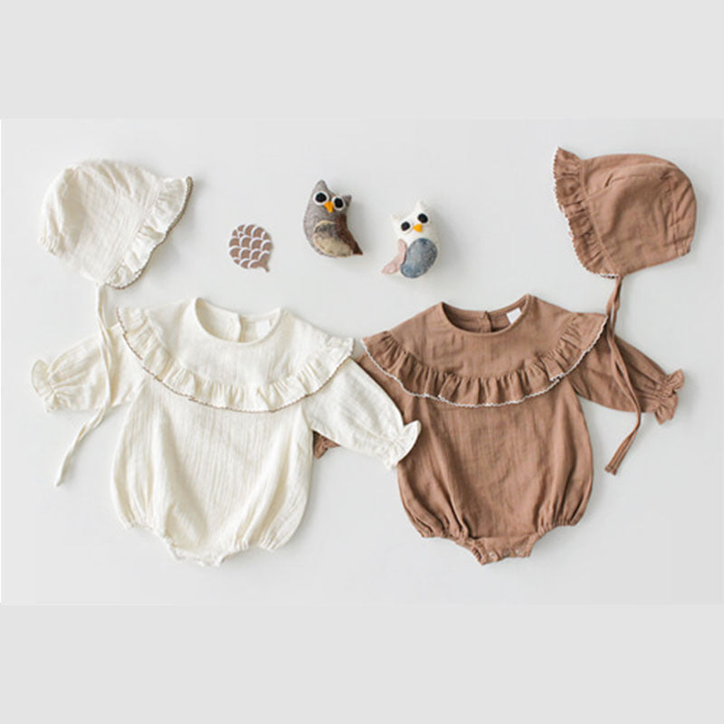2020 Spring Korean Baby Ruffle Collar Bodysuit
