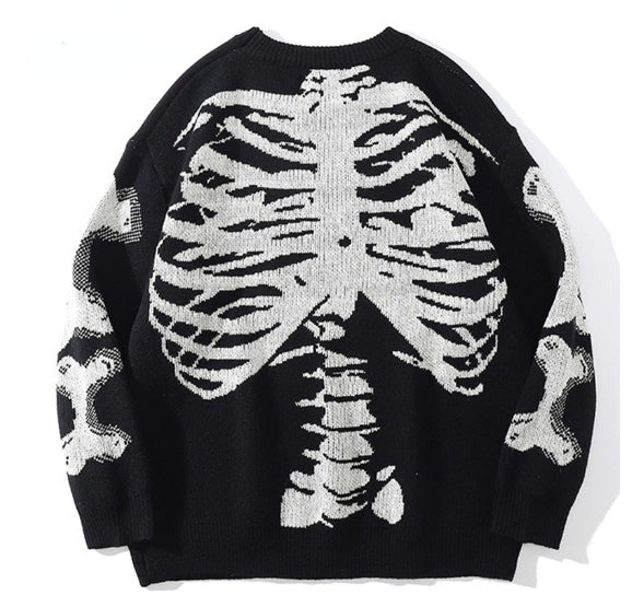Skull Round Neck Long Sleeve Unisex Fashion Sweater