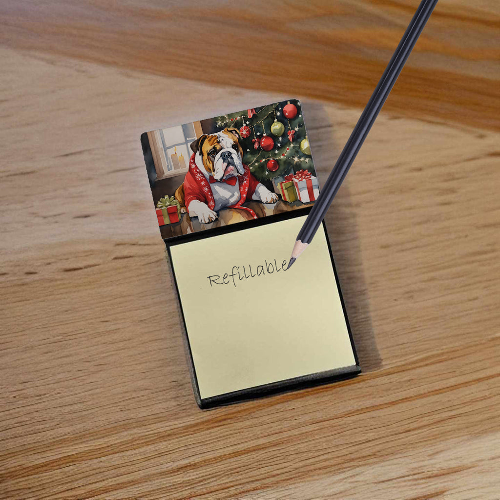 English Bulldog Cozy Christmas Sticky Note Holder