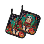 Bearded Collie Christmas Pair of Pot Holders