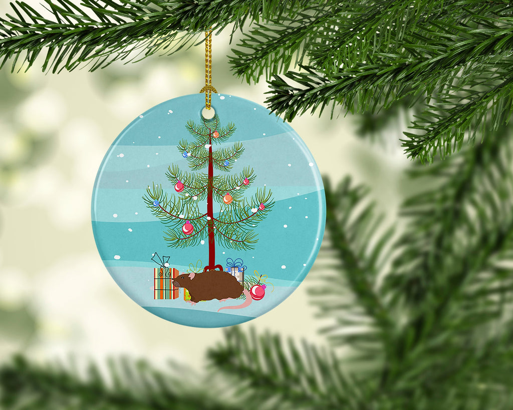 Rex Rat Merry Christmas Ceramic Ornament