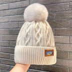 Winter Fleece-Lined Thick Knitted Warm Hat | Embroidered Cap