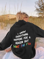 Women’s Hoodie with Drawstring and Letter Print | Streetwear