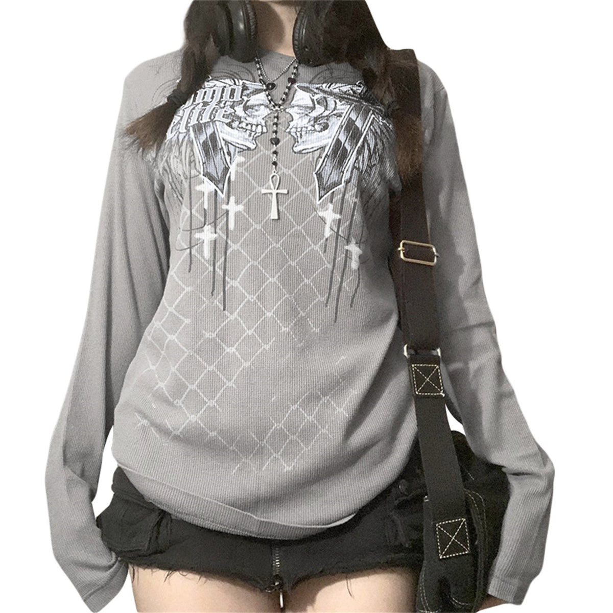 Casual Halloween Skull Print Pullover for Women | Streetwear
