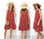 2019 Summer New Women's Ruffle Midi Dress (Polka Dot)