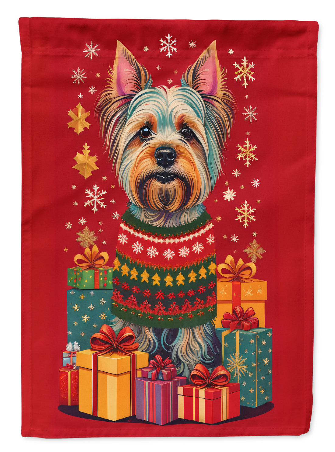 Silky Terrier Holiday Christmas Garden Flag