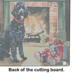Portuguese Water Dog Cozy Christmas Glass Cutting Board