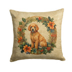 Poodle Christmas Flowers Throw Pillow